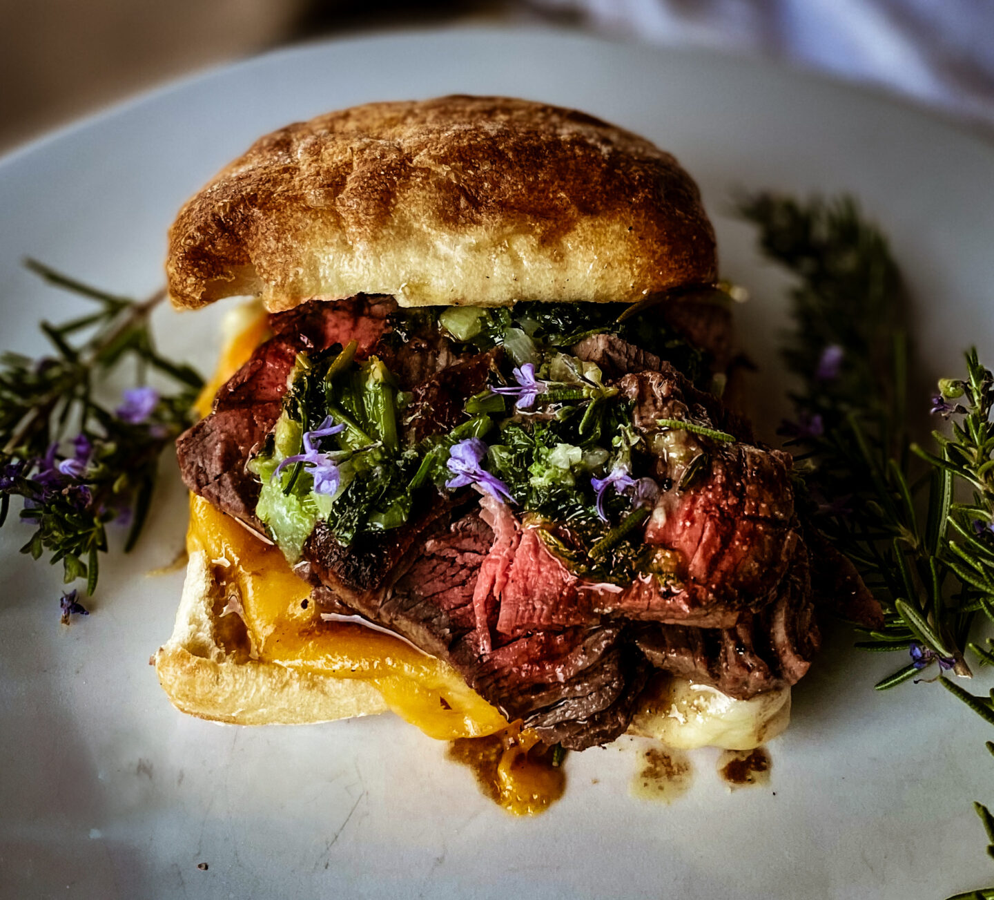 Steak Sandwich with Gruyere and Herb Brown Butter